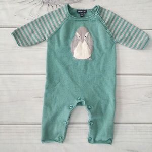Gap Baby Knit Sweater Emerald Penguin Romper 0-3M